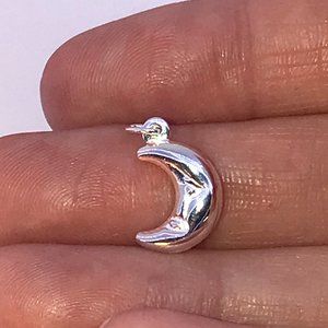 Sterling Silver Puffed Moon Pendant